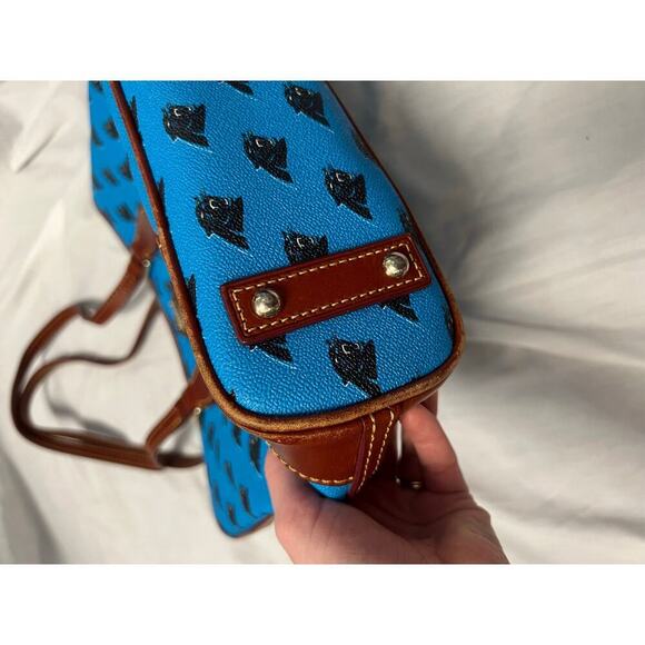 Dooney & Bourke Carolina Panther Blue Brown Leather Shoulder Tote Bag GS - Picture 4 of 10